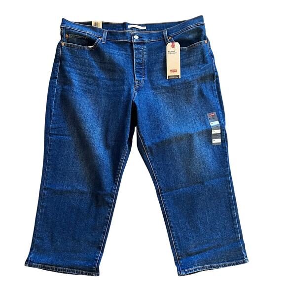 NEW Levi's Wedgie Straight Jeans 24W Plus Med Wash Crop High Rise Button Fly - Picture 1 of 10